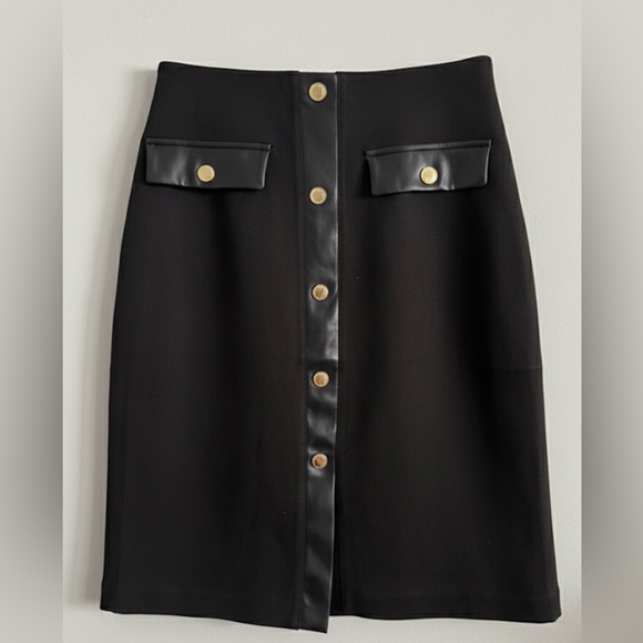 Marc New York Black Pencil Skirt with Gold Buttons - Picture 1 of 5